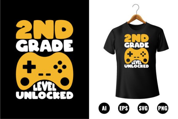 2nd Grade Level Unlocked Graphics & T-Shirt Designs