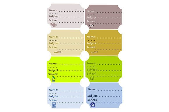 8 Notebook Labels Back to School: Graphics & Graphic Templates