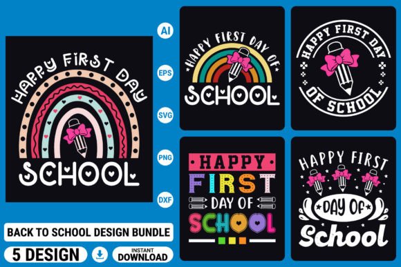 Happy First Day of School SVG Bundle: Graphics for T-Shirt Designs & Local Branding
